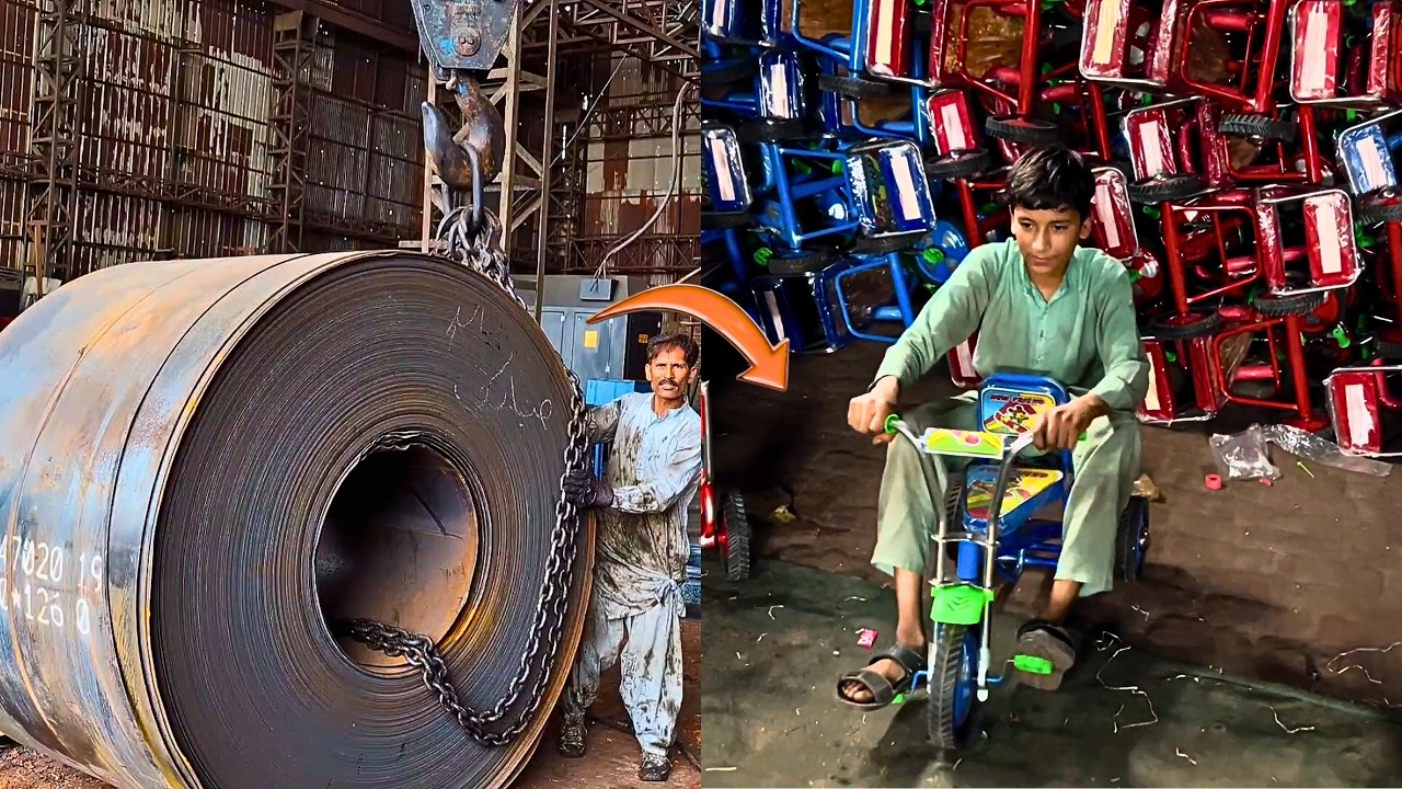 How a Giant Steel Sheet Coil is Converted into a Baby Cycle | Complete Manufacturing Process"