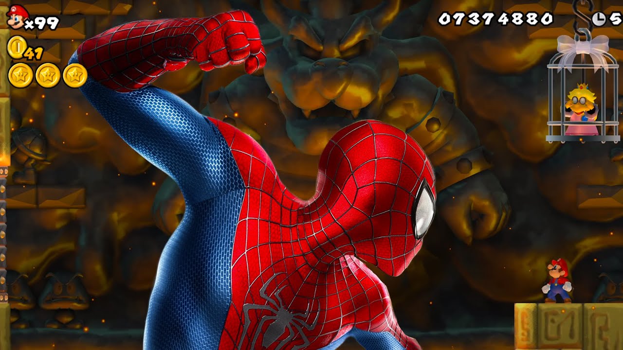 Evil Spiderman Boss Fight in New Super Mario Bros. Wii - YouTube