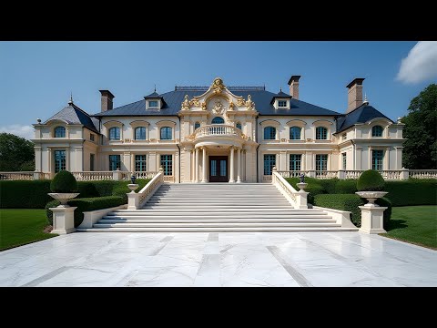 Inside 200M French Chateau Mega Mansion In Royal Blue And Gold