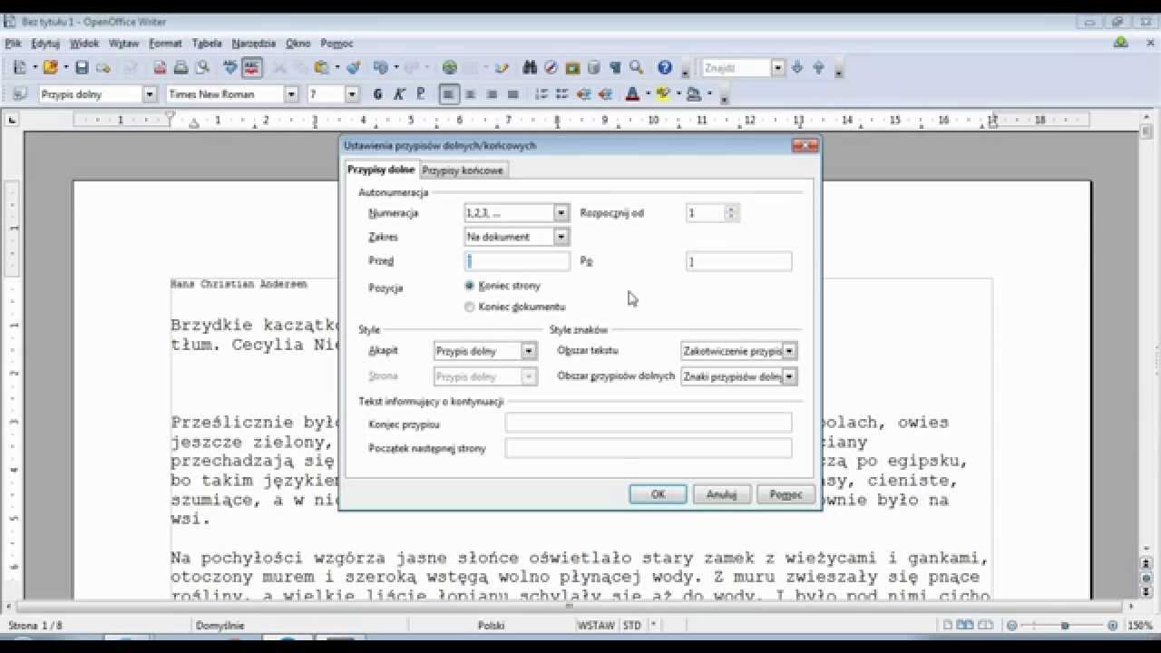 Formatowanie przypisów dolnych i końcowych OpenOffice ...