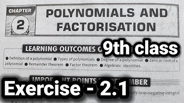 9th class || maths || 2.Polynomial and Factorisation chapter || Exercise - 2.1 all sums.