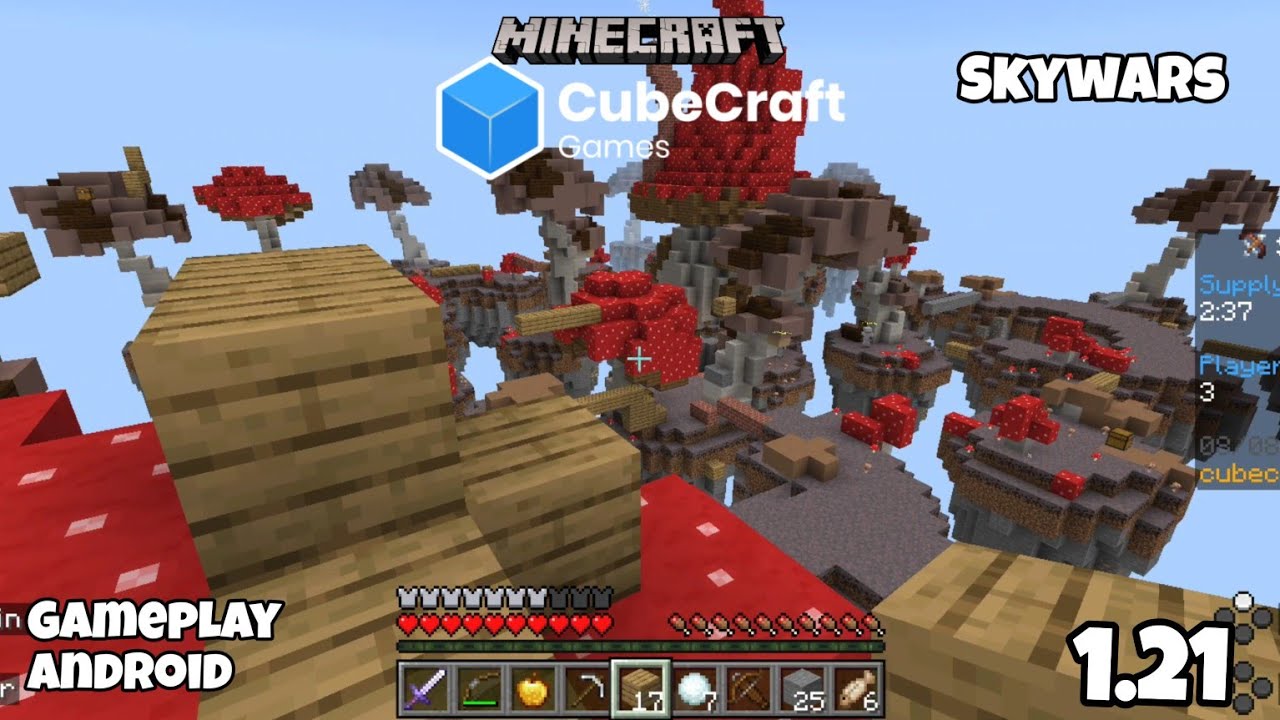 Minecraft Bedrock 1.21 Server CubeCraft Skywars Gameplay Android - YouTube
