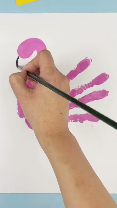 Easy Drawing Tricks for Kids: Handprint Animal Flamingo #PalmPainting #Shorts