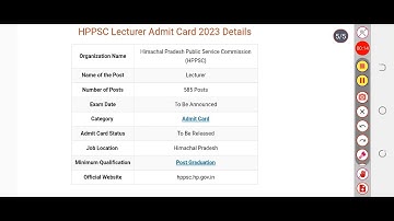 HPPSC Lecturer Admit Card 2023 – Check Himachal Pradesh Lecturer Exam Date @ hppsc.hp.gov.in