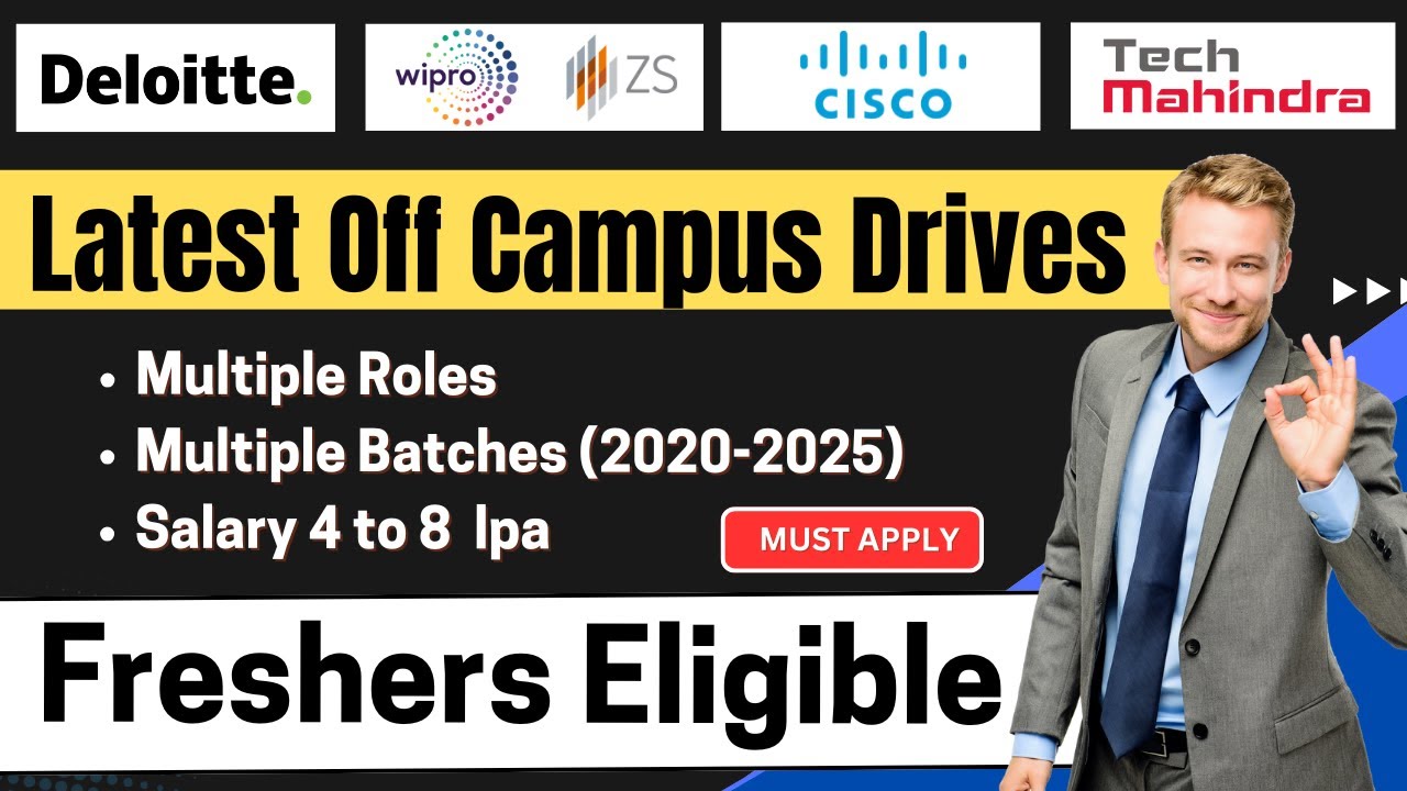 🔥Deloitte, Wipro, Cisco, ZS Associate, Tech M Off Campus Drives | Freshers eligible | Multiple Roles