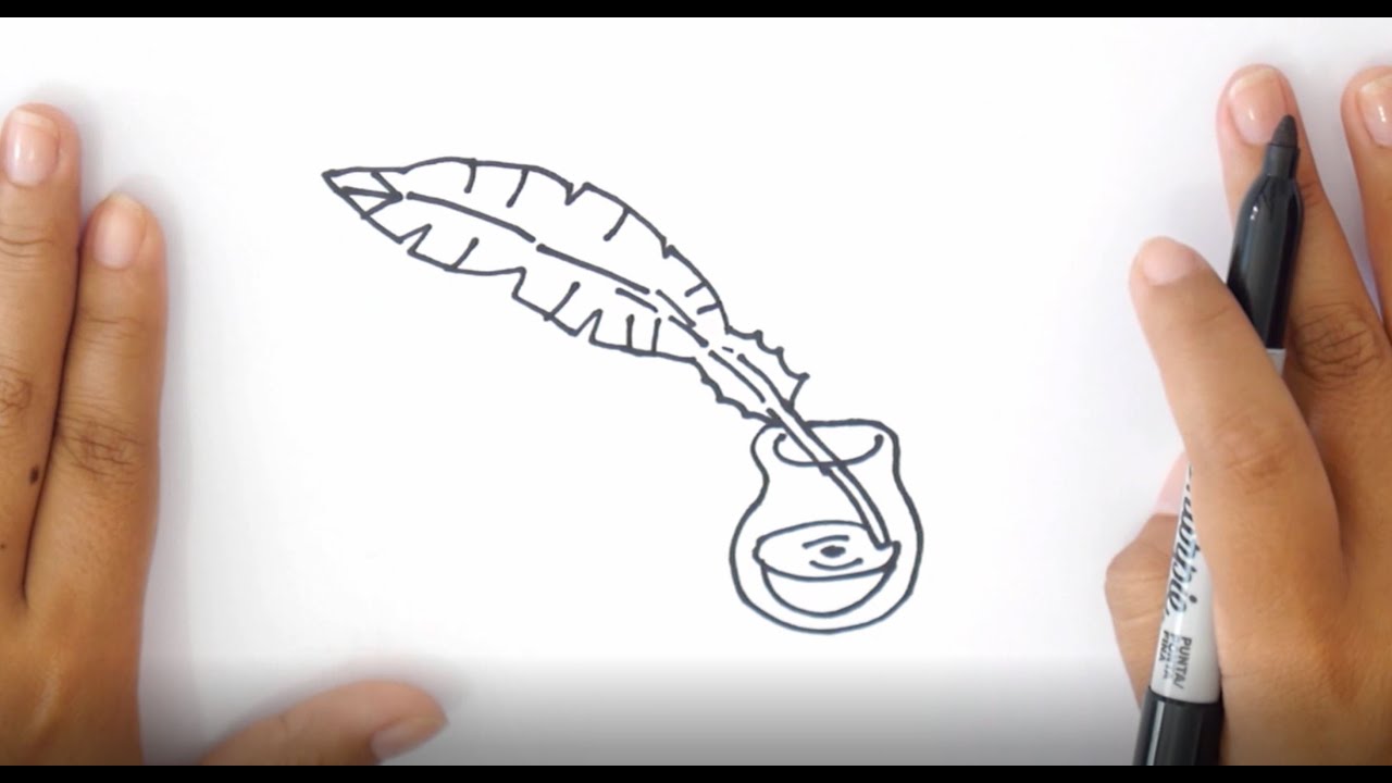 Cómo Dibujar PLUMA y TINTERO? 🖌 Dibujo de una Pluma y Tintero ✏ - YouTube