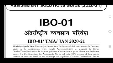 IBO 01 IGNOU SOLVED ASSIGNMENT 2020-21