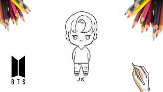 COMO DESENHAR O JUNGKOOK CHIBI DO BTS | HOW TO DRAW BTS' JUNGKOOK CHIBI
