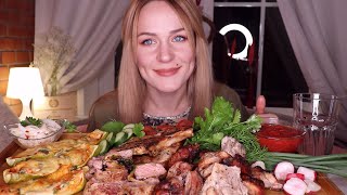 Mukbang | Шашлык, Запеченные Цукини, Стейк | Barbecue, Baked Zucchini, Steak Не Asmr