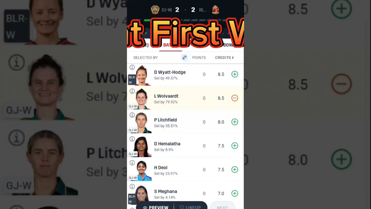 WPL T20 SERIES DREAM PREDICTION MATCH NO-1