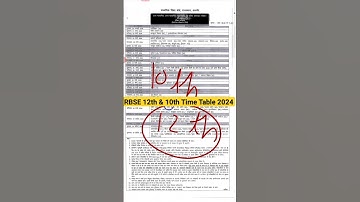 RBSE Class 12th & 10th Time Table 2024 | Rajasthan board time table 2024 #shorts #timetable