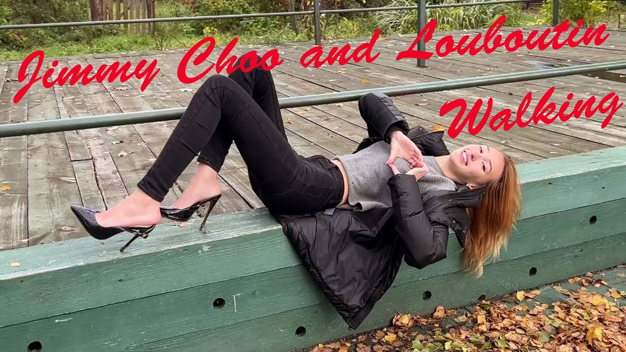 Walking in Jimmy Choo and Louboutin on the Street, Lost Straps Slingbacks Walking (# 1146)