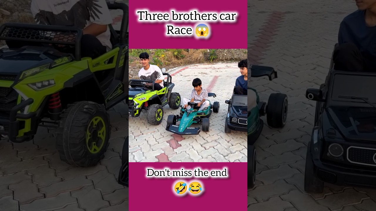 Three brothers car race 😱🤣 