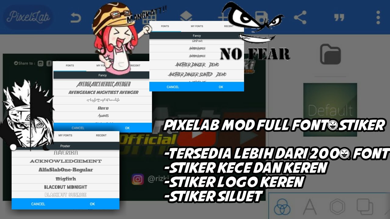 SHARE APLIKASI  PIXELAB MOD FULL FONT STIKER  KEREN  CEK LINK 