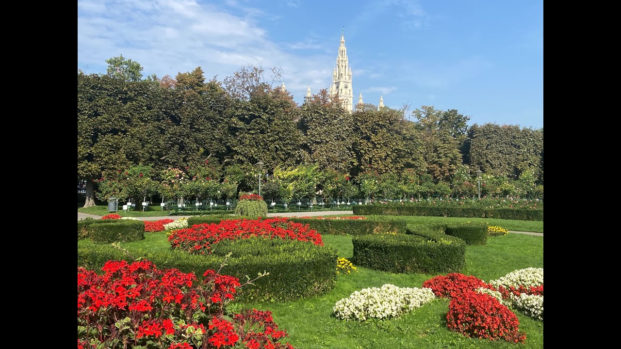 A public park garden in the first district of Vienna.