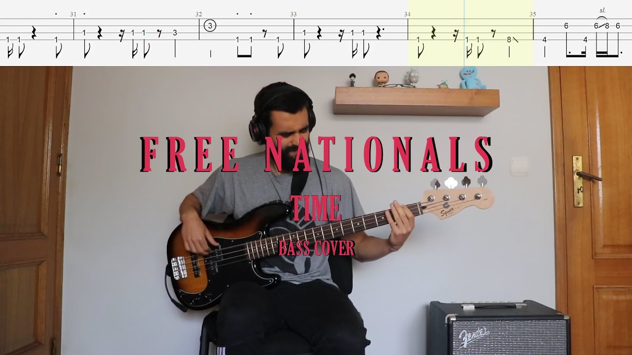 Free Nationals, Mac Miller, Kali Uchis // Time [Bass Cover + Tabs]