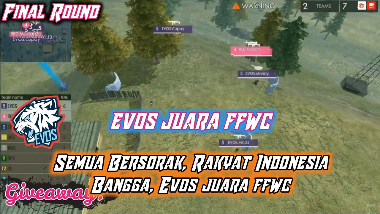 Evos Juara Pemenang Turnamen Free Fire World Cup Rakyat
