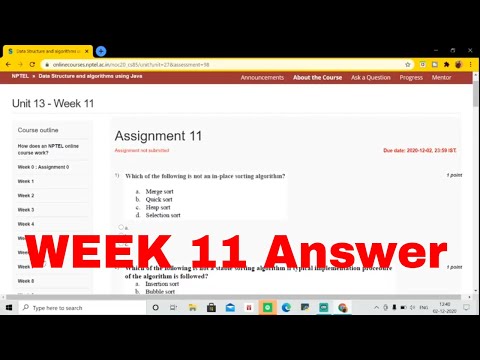 NPTEL WEEK 11 ANSWER (DATA STRCTURE AND ALGORITHM) USING JAVA