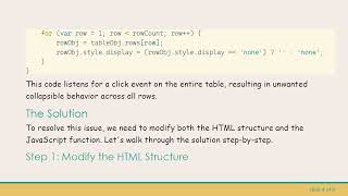 How to Collapse a Table with a Click on the First Row Only