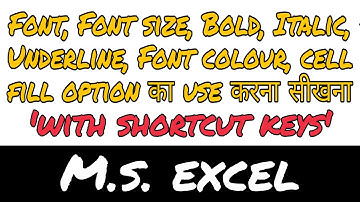How to use font, font size, bold, italic, underline, font colour, cell fill option in MS Excel