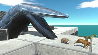 Dangerous Bridge Run - Giant Blue Whales Attack From Below - Can Dinosaurs or Animals Escape? screenshot 5