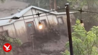 Moment house gets swept away by flash floods in New Mexico