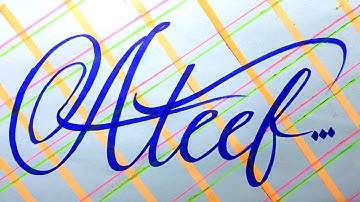 Ateef Name Signature Calligraphy Status | How to Cursive write with cut Marker #ateef @ateef