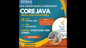 🔥 Core Java with Java 8 Features | New Online Batch @DURGASOFT | Enroll Now! 🚀