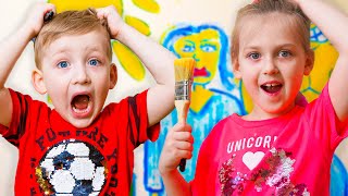 Gleb and Kira play and teach children to paint