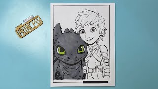 How To Train Your Dragon Hiccups & Toothless Smiling/Color Page with Markers/Speed Color Time Lapse