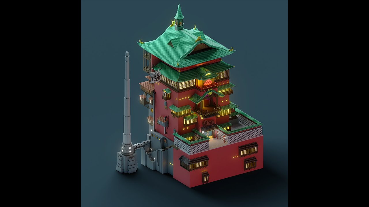 [Voxel Art] 油屋 from Spirited Away