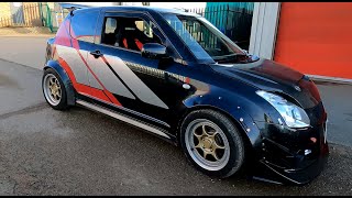 Monster Supercharged modified widebody Suzuki Swift Sport pocket rocket, pure supercharger noises