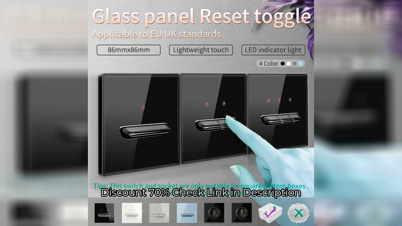 Glass Panel Wall Switch LED European 16a Socket Retro Toggle Light Switch EU UK Standard 2way Socket