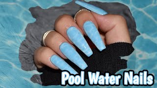 Pool Water Nails Without Blooming Gel || Swimming Pool Water Nails Trend || Easy Nail Art Tutorial