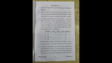 Bba Semester 3 operations research Panjab university previous years question paper OR Chandigarh