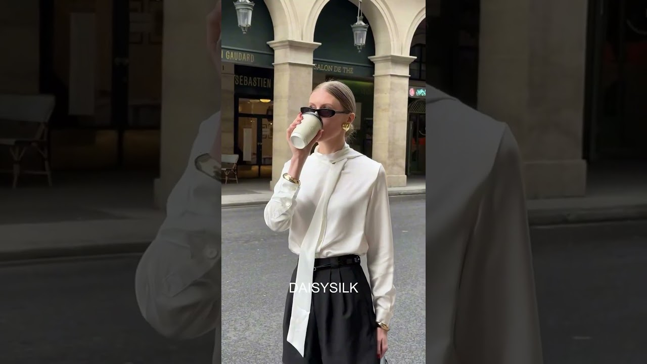 DAISYSILK Silk Blouse White Bow Tie Shirts for Women​ Long Sleeve