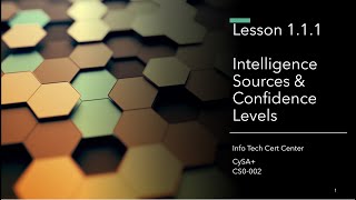 CySA+ 1.1.1: Intelligence Sources and Confidence Levels