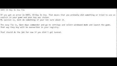 Dayz fix cd key in use! -Arma2