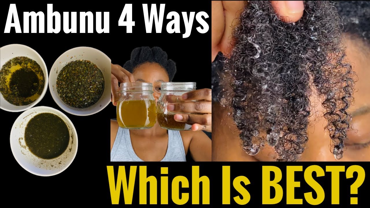 Je teste l'herbe AMBUNU - Lave, démêle, anti pellicules, gel: 2 RECETTES!  Cheveux afro 
