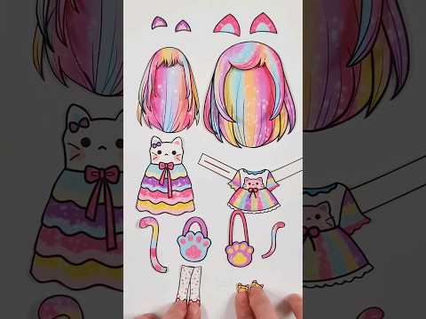 루미 <strong>vs</strong> 초은 #rainbow  #<strong>cat</strong> #shorts #diy #paperdolls #papercraft  #종이구관  #종이인형