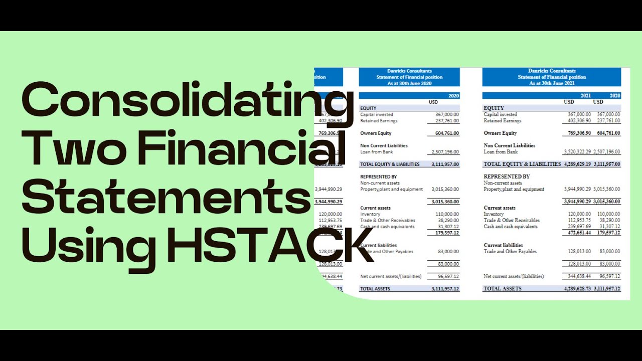 How to Consolidate Two Financial Statements Using HSTACK in Excel - YouTube