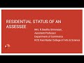 Residential Status of Assessee | Mrs.R.Geetha | Department of Commerce