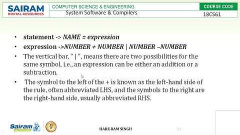 Lecture Video 1 18CS61 Module4   Shift Reduce Parser Hare Ram Singh