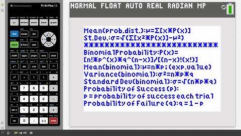STATEQ1 Your Statistics Formula TI84 calculator program  The stats formulas you need