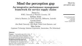 Supply Chain Performance Management: Perception gap vs. Performance Gap