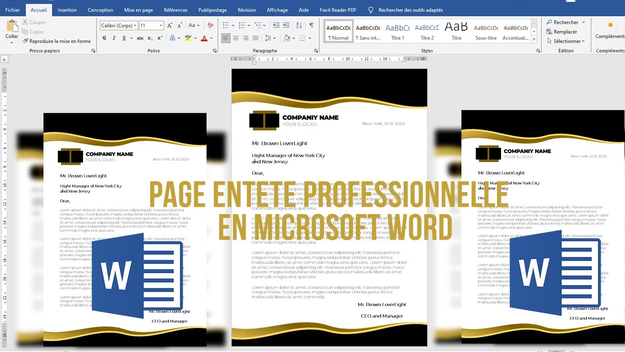 Comment créer une page entête professionnelle en ms word 2023 - YouTube