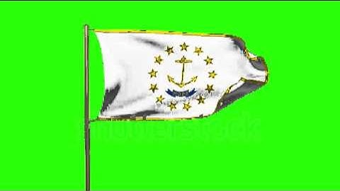 rhode island flag waving in the wind. Green screen, alpha matte. Loopable animation Stock video by