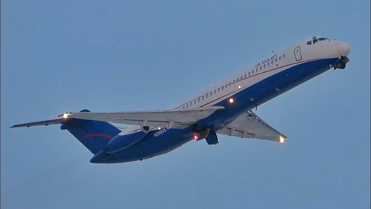 USA Jet Airlines DC-9-32(F) [N205US] Takeoff at Willow Run Airport