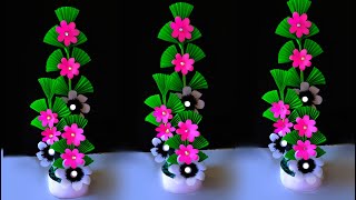 how to make beautiful flower bouquet paper craft / Home decoration flower bouquet  easy craft