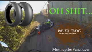 Mudding on slicks... Guess what he broke!